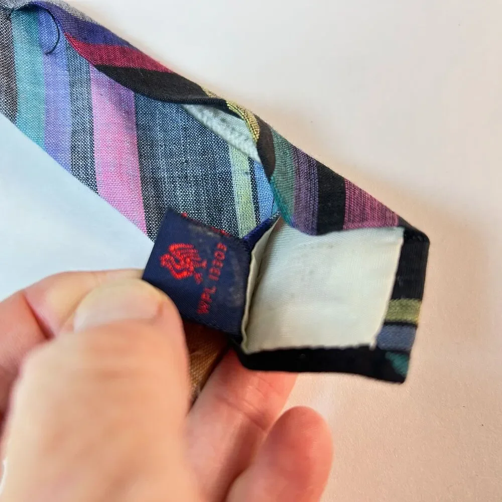 Rooster Men's Multicolor Cotton Madras Plaid Vintage Tie